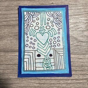 Original ACEO Art Card Tower Of Love Tangle Heart Design